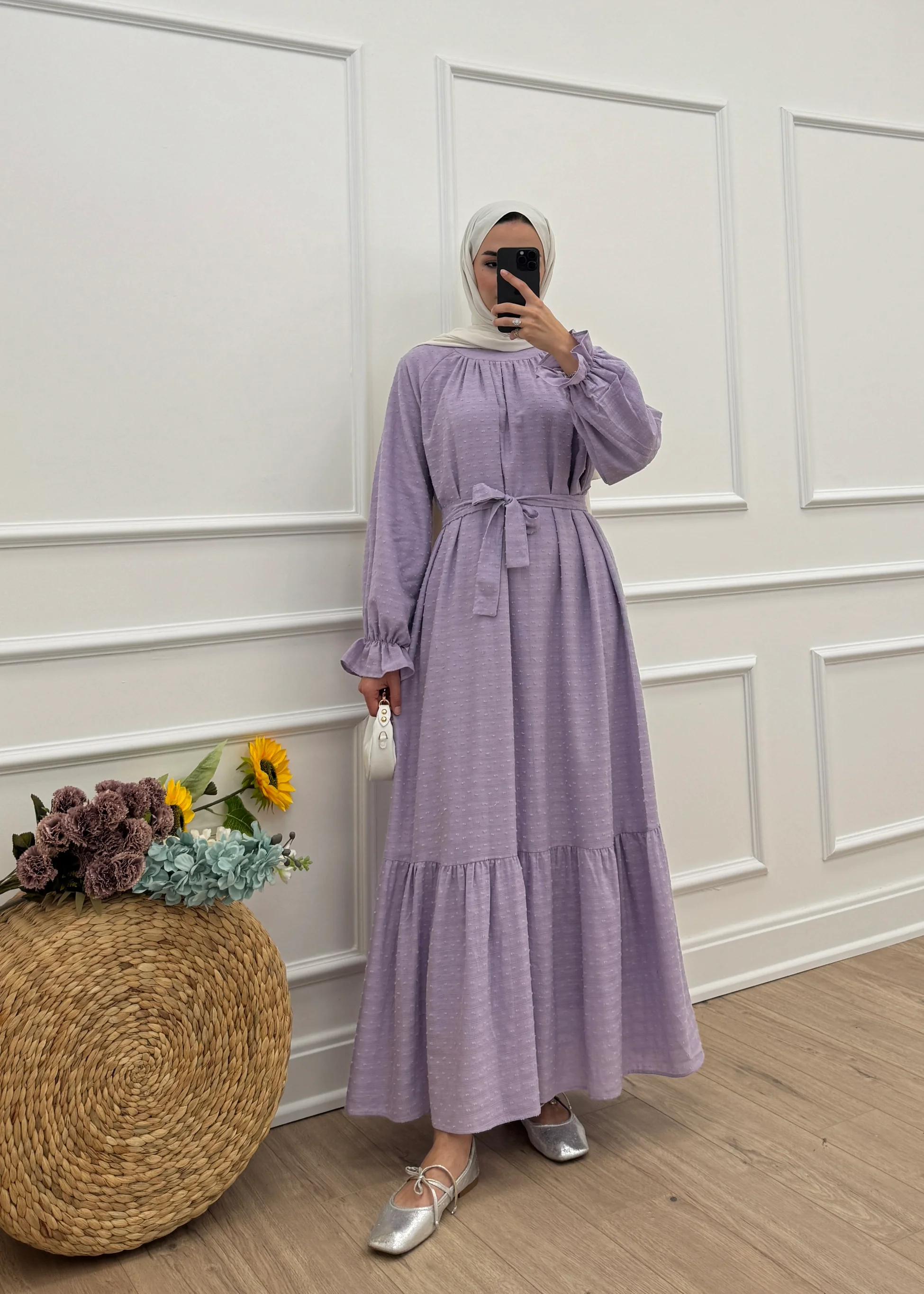 9139 - Ponpon Elbise | Lila