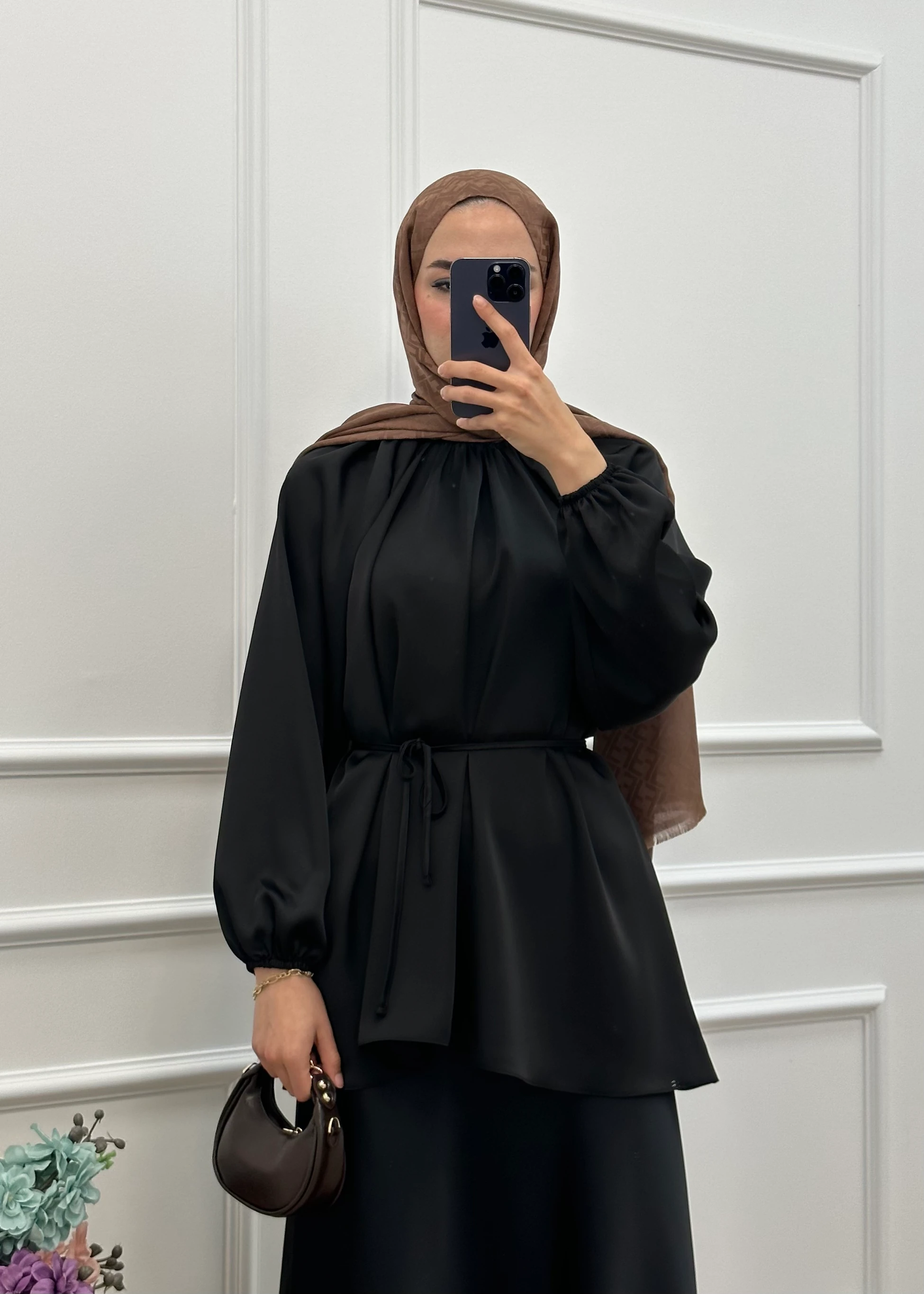 015 - Saten Tunik | Siyah
