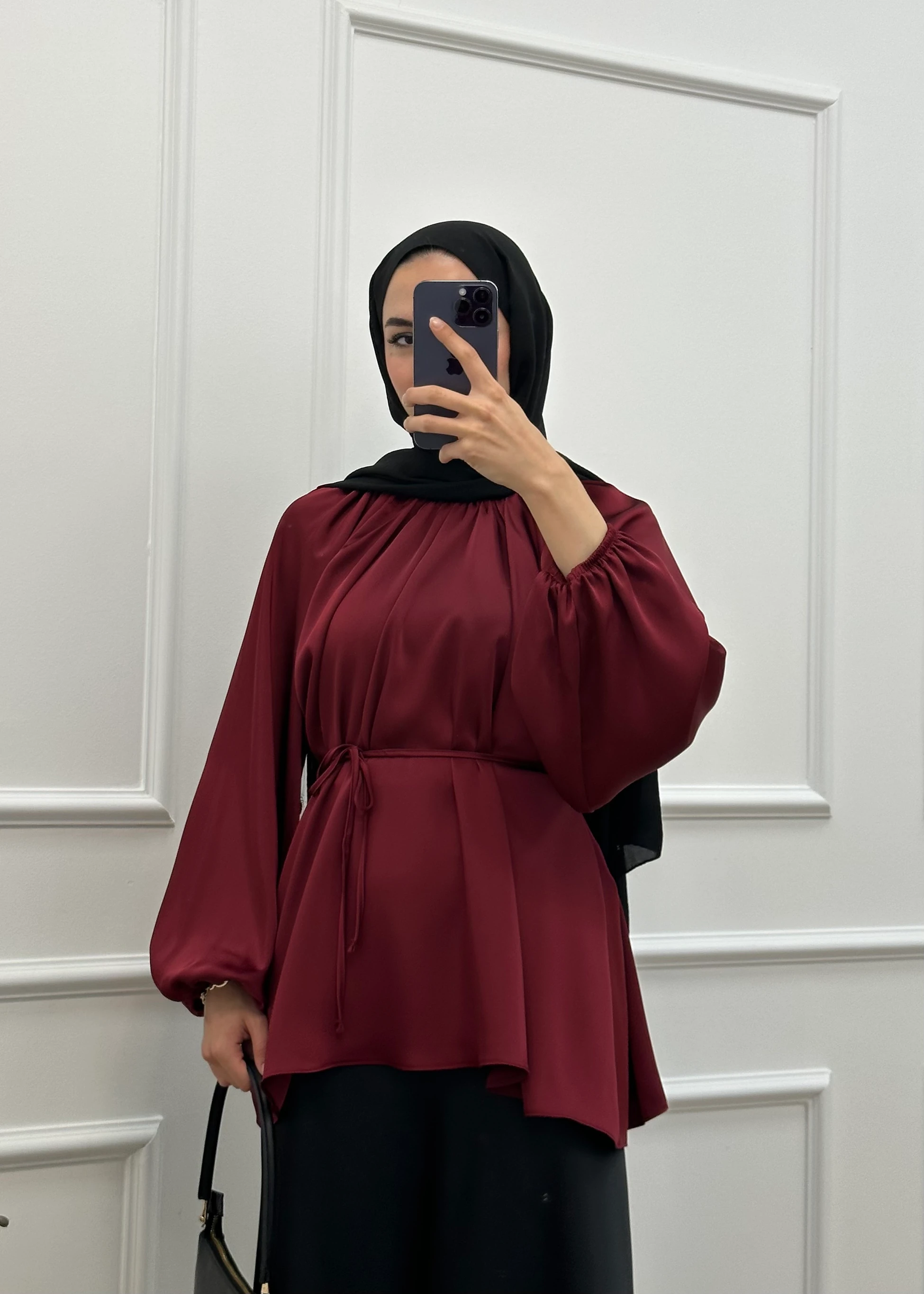 015 - Saten Tunik | Bordo