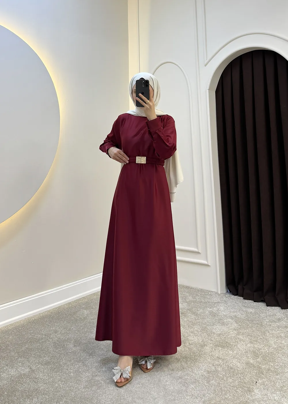 Pearl Elbise Bordo
