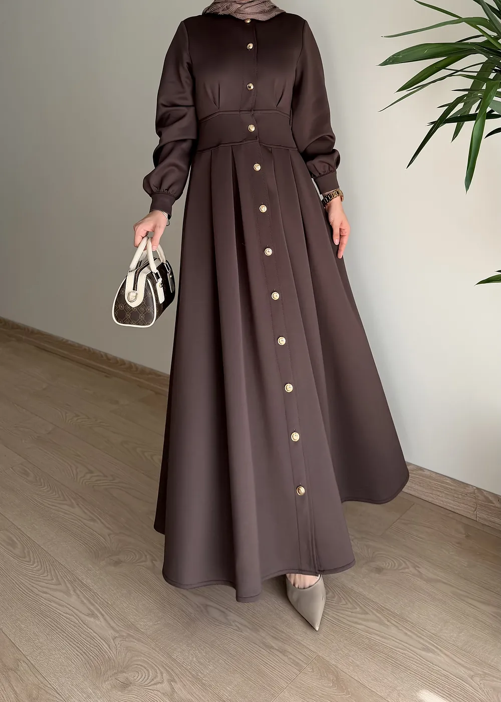 609 - Vela Elbise Kahverengi